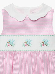 Trotters London Pink Stripe Tweetie Bird Smocked Cotton Dress - Image 3 of 3
