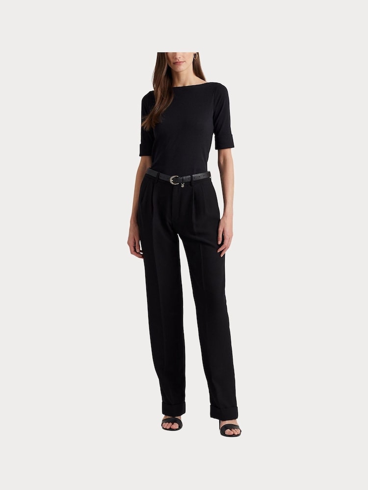 Lauren Ralph Lauren Judy Stretch Cotton Boatneck Top - Image 5 of 11