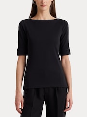 Lauren Ralph Lauren Judy Stretch Cotton Boatneck Top - Image 6 of 11