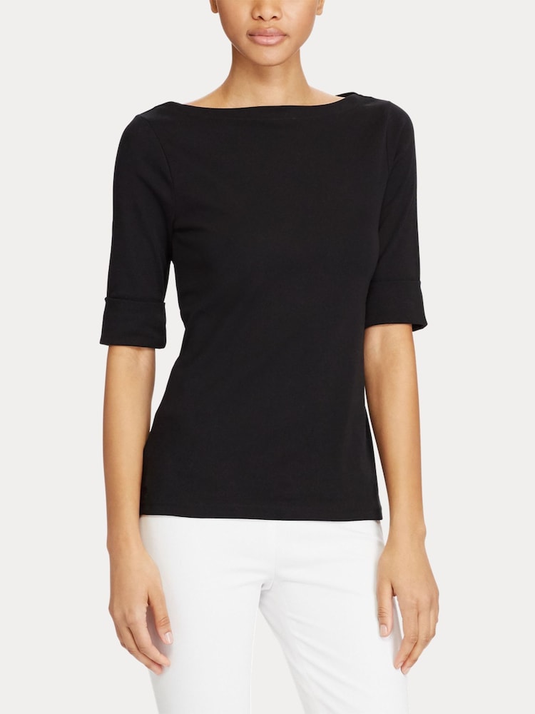 Lauren Ralph Lauren Judy Stretch Cotton Boatneck Top - Image 7 of 11