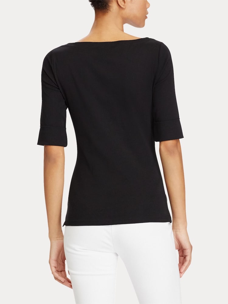 Lauren Ralph Lauren Judy Stretch Cotton Boatneck Top - Image 8 of 11