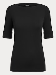 Lauren Ralph Lauren Judy Stretch Cotton Boatneck Top - Image 10 of 11