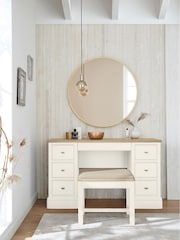 Chalk White Hampton Painted Oak Collection Luxe 6 Drawer Console Dressing Table - Image 1 of 7