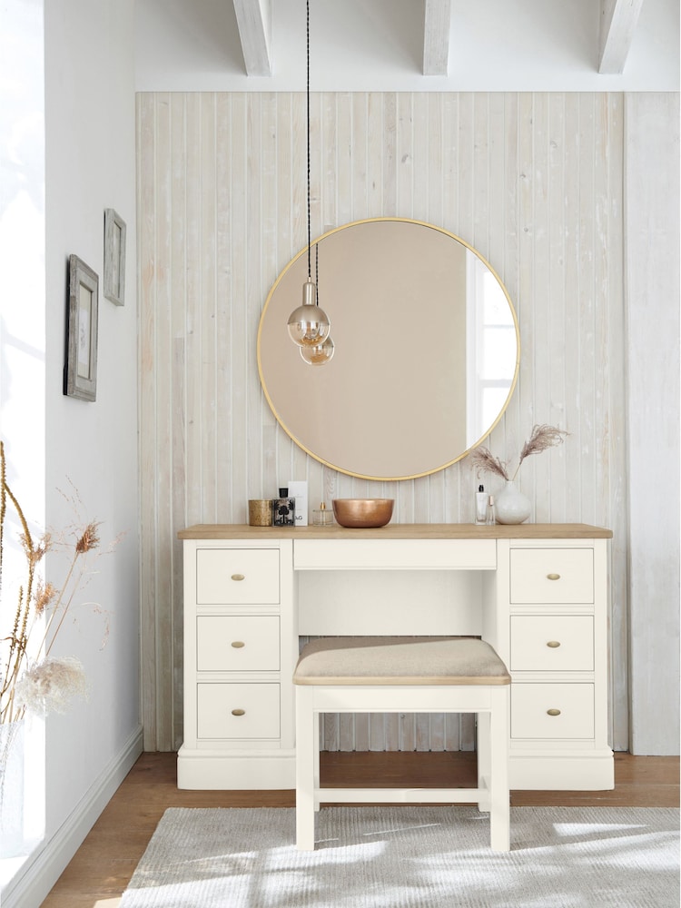 Chalk White Hampton Painted Oak Collection Luxe 6 Drawer Console Dressing Table - Image 1 of 7