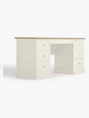 Chalk White Hampton Painted Oak Collection Luxe 6 Drawer Console Dressing Table - Image 3 of 7