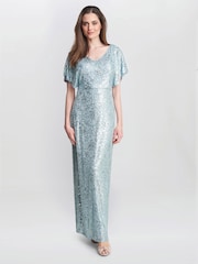 Gina Bacconi Blue Courtney Maxi Sequin Dress - Image 1 of 5