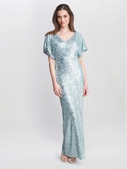 Gina Bacconi Blue Courtney Maxi Sequin Dress - Image 3 of 5