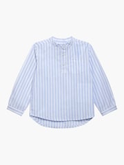 Trotters London Blue Stripe Oscar Cotton/Linen Blend Shirt - Image 1 of 3