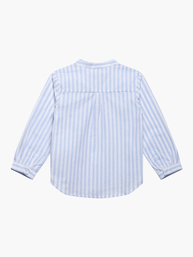 Trotters London Blue Stripe Oscar Cotton/Linen Blend Shirt - Image 2 of 3