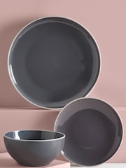 12 Piece Charcoal Grey Warwick Dinner Set - Image 3 of 4