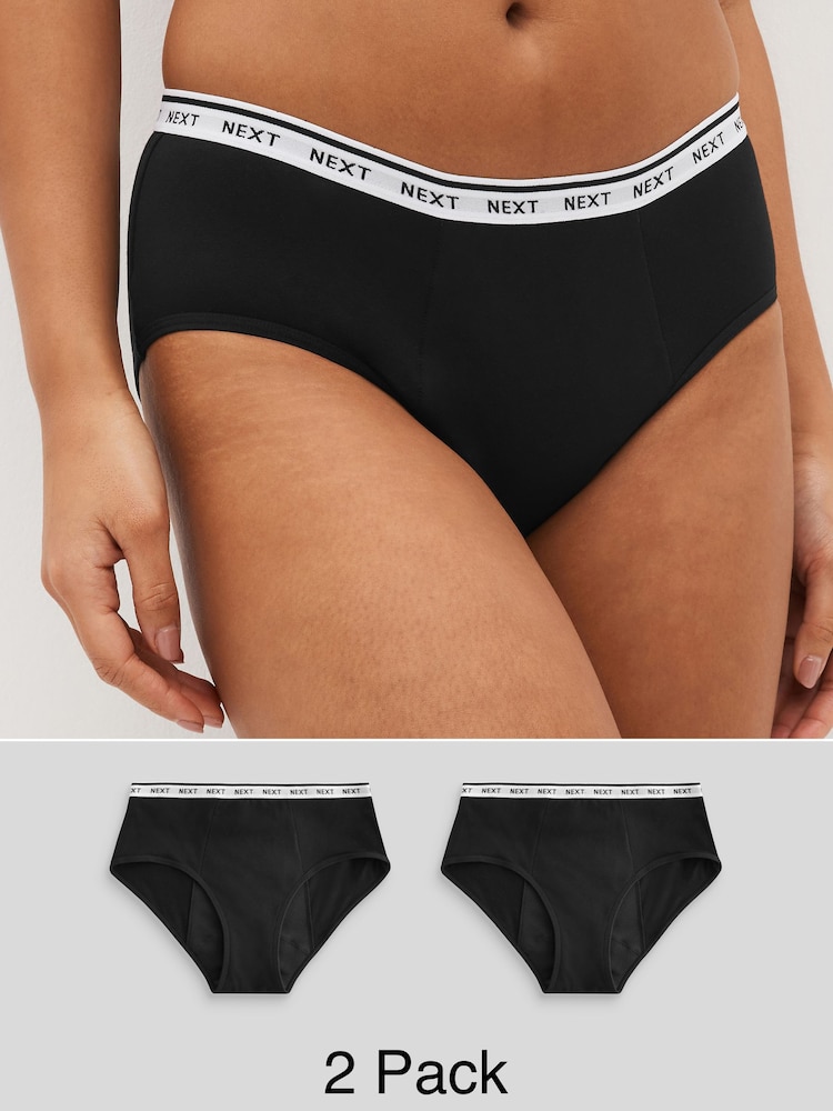 Black Short Heavy Flow Period Knickers 2 Pack - Image 1 of 7