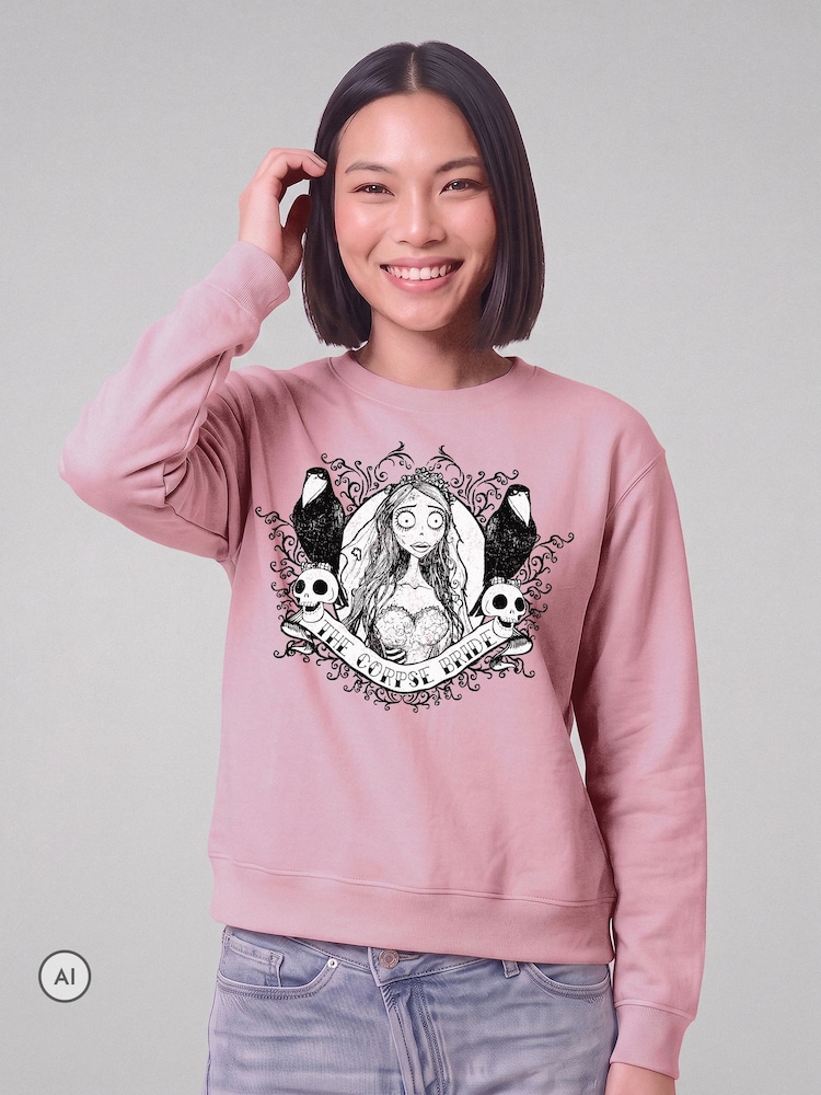 All + Every Pink Corpse Bride Halloween Skulls T-Shirt - Image 2 of 4 All + Every Pink Corpse Bride Halloween Skulls T-Shirt - Image 2 of 4