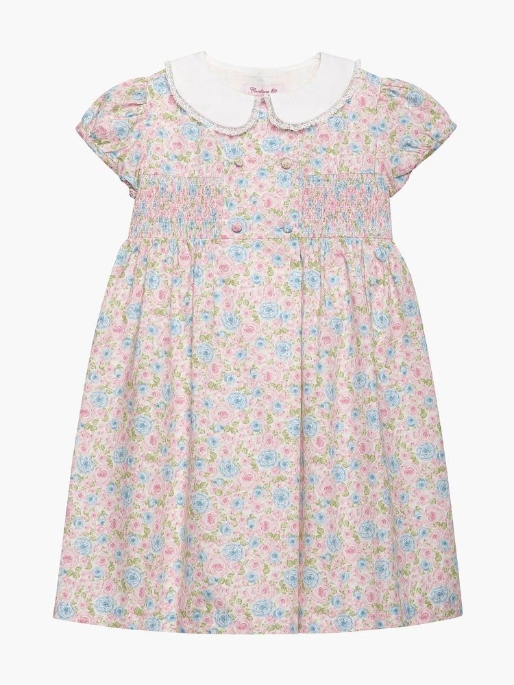 Trotters London Pink Floral Alice Floral Smocked Cotton Dress - Image 2 of 4 Trotters London Pink Floral Alice Floral Smocked Cotton Dress - Image 2 of 4