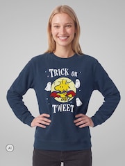 All + Every Blue Peanuts Halloween Trick Or Tweet Woodstock Sweatshirt - Image 2 of 4