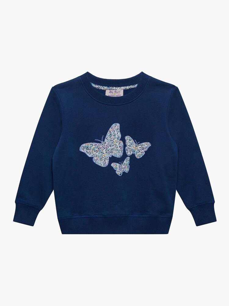 Trotters London Liberty Print Blue Wiltshire Butterfly Cotton Sweatshirt - Image 2 of 4