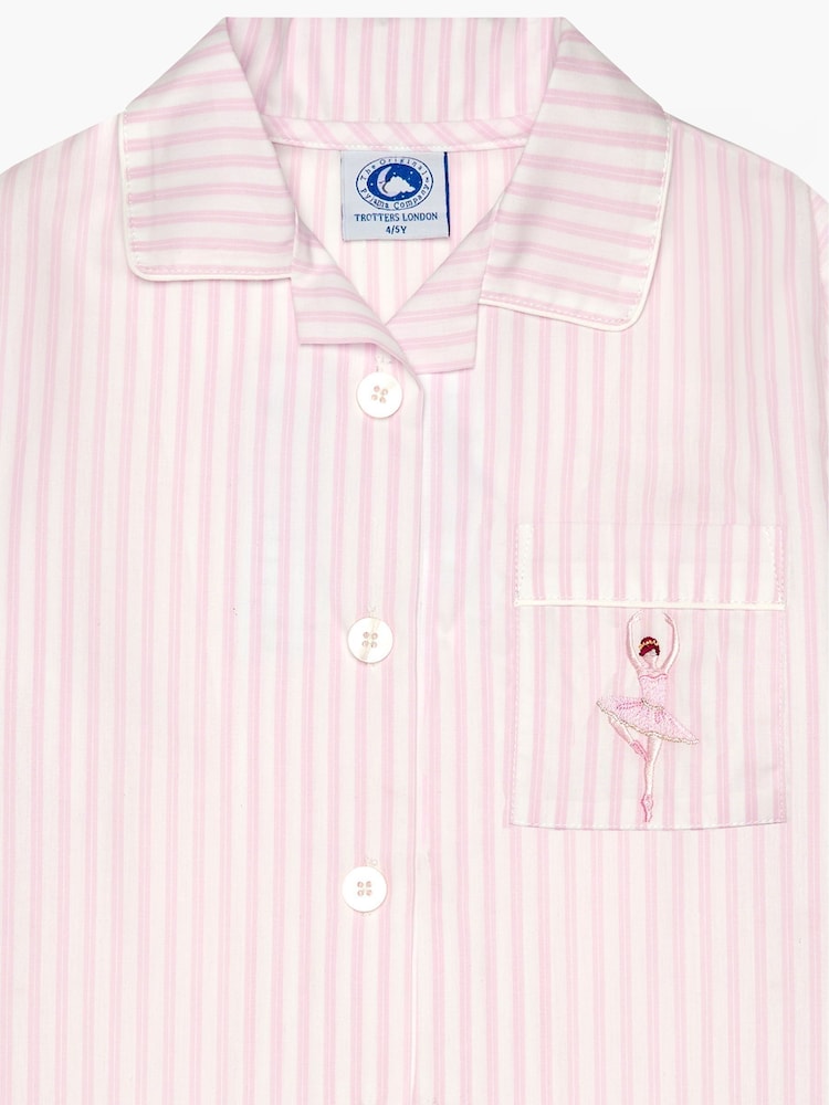 Trotters London Pink Stripe 100% Cotton Ballerina Pyjamas - Image 3 of 3