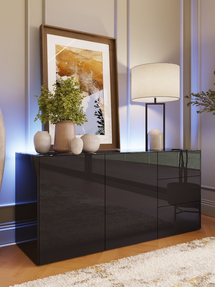 Frank Olsen Black Smart LED Sideboard - Image 1 of 6