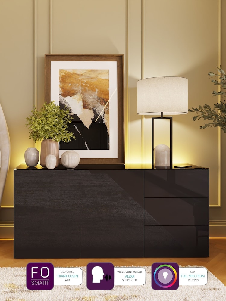 Frank Olsen Black Smart LED Sideboard - Image 2 of 6