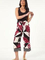 Roman Red Petite Leaf Print Culotte Trousers - Image 1 of 5