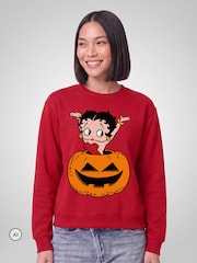 All + Every Red Betty Boop Halloween Pumpkin Sweatshirt - Image 1 of 4