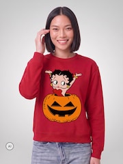 All + Every Red Betty Boop Halloween Pumpkin Sweatshirt - Image 2 of 4