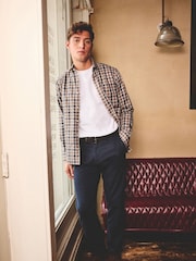 Neutral Brown/Grey Check Easy Iron Button Down Oxford Shirt - Image 2 of 9