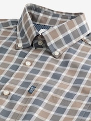 Neutral Brown/Grey Check Easy Iron Button Down Oxford Shirt - Image 8 of 9