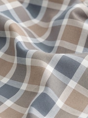Neutral Brown/Grey Check Easy Iron Button Down Oxford Shirt - Image 9 of 9