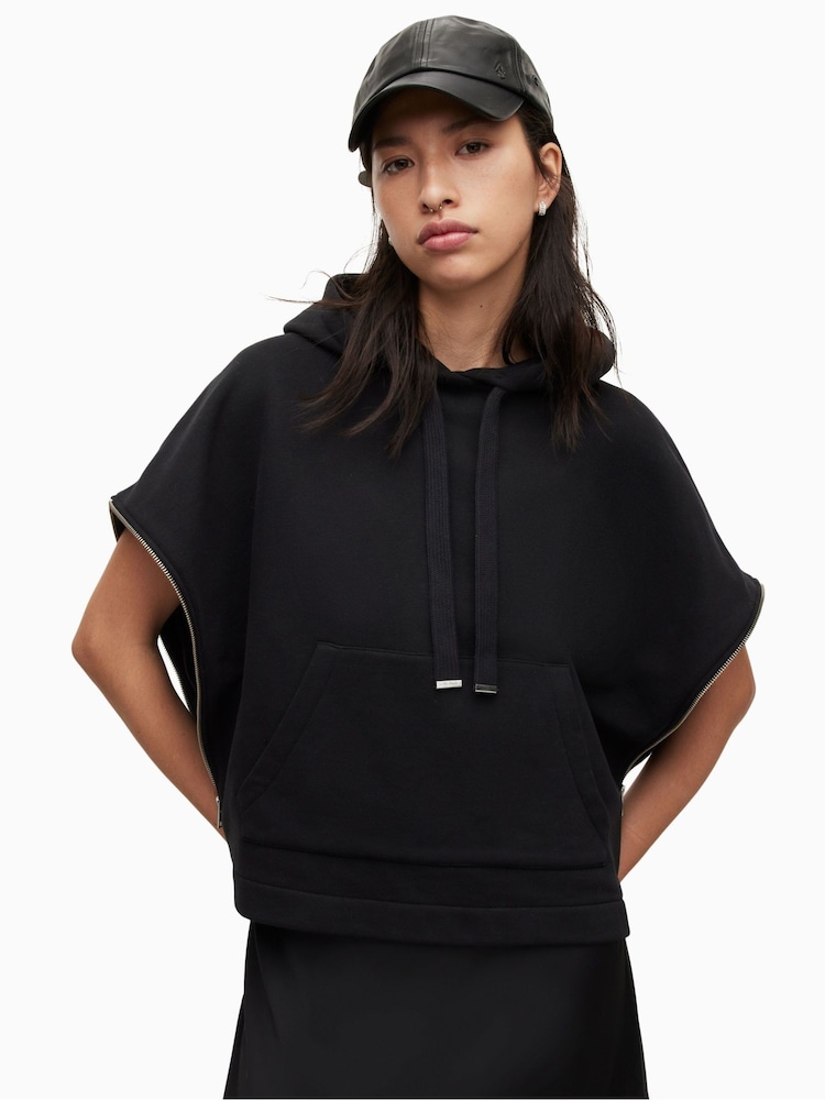 AllSaints Black Zipper Jamie Hoodie - Image 1 of 6