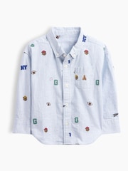 Gap Blue Brannan Bear Baby and Toddler Print Oxford Big Shirt (6mths-5yrs) - Image 2 of 4