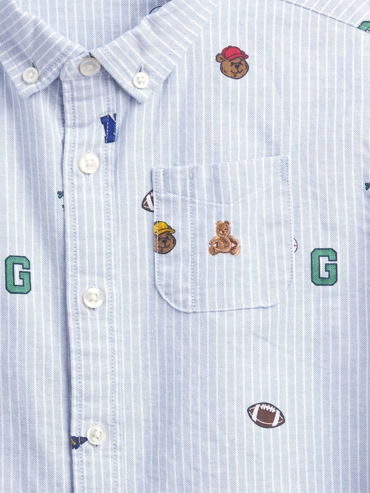Gap Blue Brannan Bear Baby and Toddler Print Oxford Big Shirt (6mths-5yrs) - Image 4 of 4