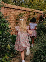 Trotters London Pink Liberty Print Coral Betsy Cotton Ruffle Dress - Image 2 of 6