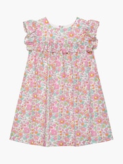 Trotters London Pink Liberty Print Coral Betsy Cotton Ruffle Dress - Image 4 of 6