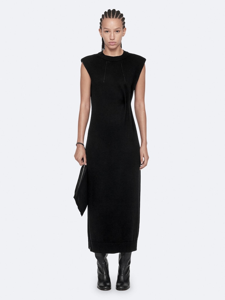 AllSaints Black Kayla Merino Dress - Image 1 of 8