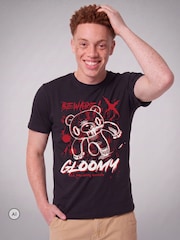 All + Every Black Gloomy Bear The Naughty Grizzly Beware Blood Splatter Anime T-Shirt - Image 2 of 4