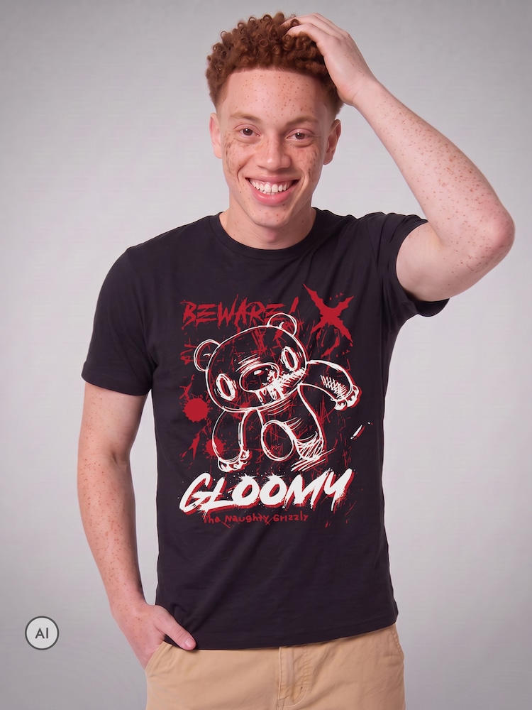All + Every Black Gloomy Bear The Naughty Grizzly Beware Blood Splatter Anime T-Shirt - Image 2 of 4 All + Every Black Gloomy Bear The Naughty Grizzly Beware Blood Splatter Anime T-Shirt - Image 2 of 4