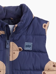 Gap Navy Brannan Bear Puffer Vest (6mths-5yrs) - Image 3 of 3