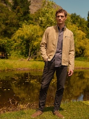 Neutral Faux Suede Racer Jacket - Image 2 of 12