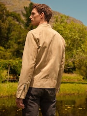 Neutral Faux Suede Racer Jacket - Image 3 of 12