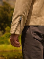 Neutral Faux Suede Racer Jacket - Image 6 of 12