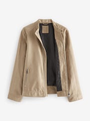Neutral Faux Suede Racer Jacket - Image 8 of 12