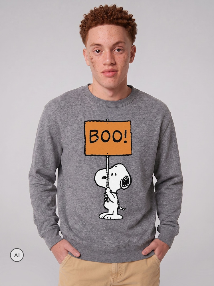 All + Every Grey Peanuts Halloween Boo Snoopy Sweatshirt - Image 1 of 4