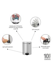Brabantia Grey NewIcon 5L Pedal Bin - Image 6 of 6