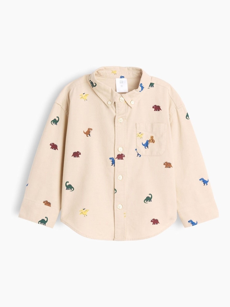 Gap Cream Dinosaur Baby and Toddler Print Oxford Big Shirt (6mths-5yrs) - Image 2 of 3 Gap Cream Dinosaur Baby and Toddler Print Oxford Big Shirt (6mths-5yrs) - Image 2 of 3
