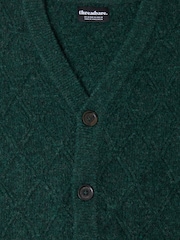 أخضر - كارديجان ياقة حرف V محبوك بنمط كابل ماسي من Threadbare - صورة 5 من 5
