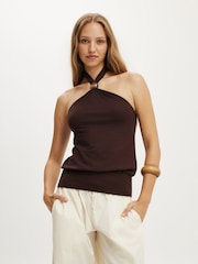 Cotton On Brown Ada Beaded Halter - Image 1 of 4