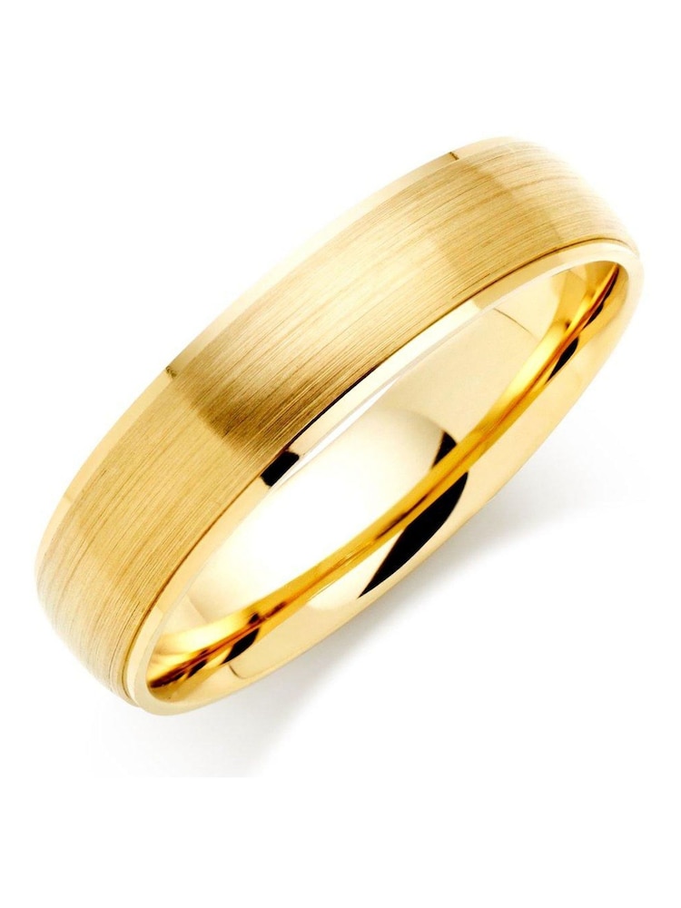 Beaverbrooks 9ct Gold Brushed Men's Wedding Ring - Image 1 of 3