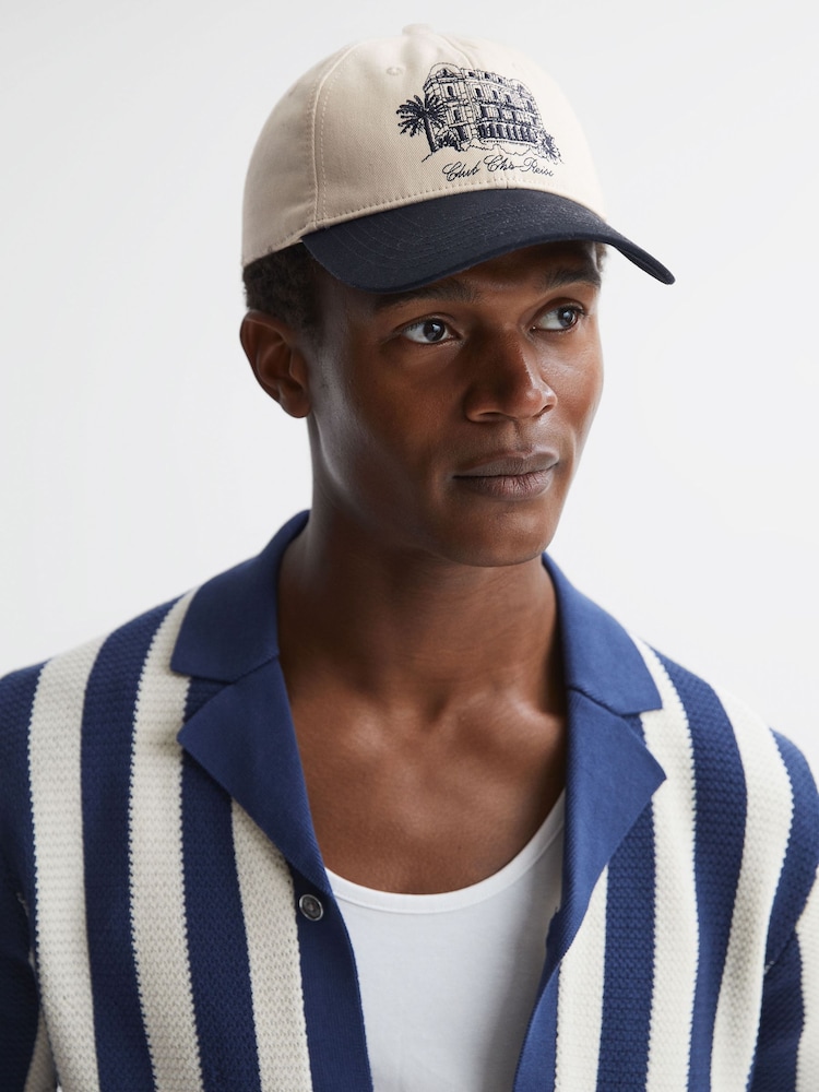 Reiss White/Bright Blue Palermo Reiss | Ché Embroidered Baseball Cap - Image 2 of 4