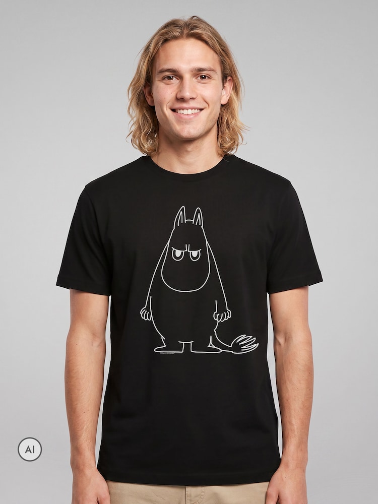 All + Every Black Moomin Angry Moomintroll T-Shirt - Image 1 of 4 All + Every Black Moomin Angry Moomintroll T-Shirt - Image 1 of 4