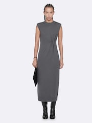 AllSaints Grey Kayla Merino Dress - Image 1 of 8